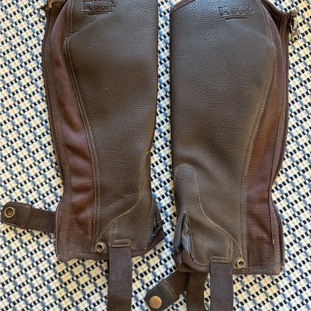 Riding Sport Kids Brown Leather Half Chaps